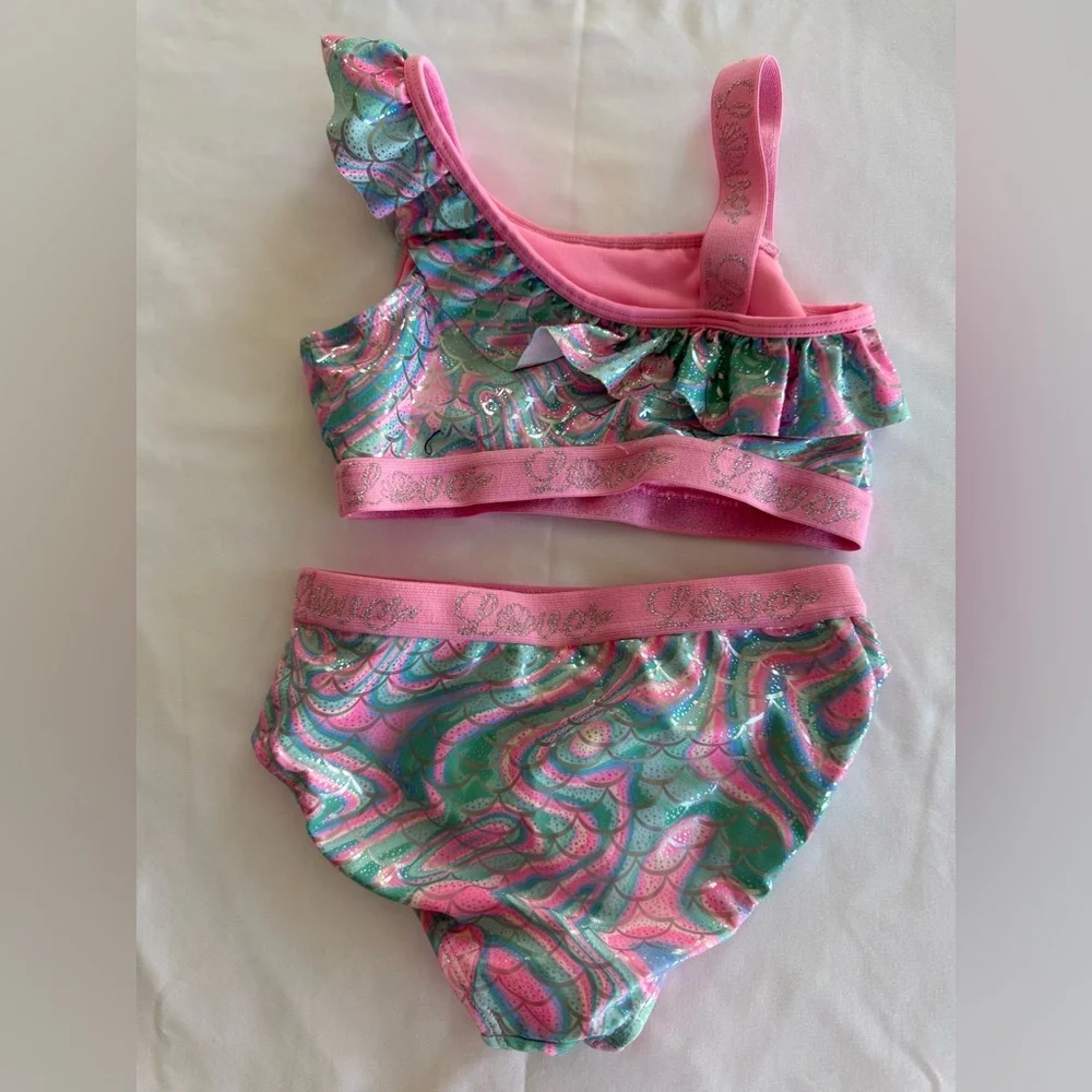 4/$20 BMAGICAL By Btween Girls' Silver, Pink & Teal One-Shoulder 2 Piece Set - 7